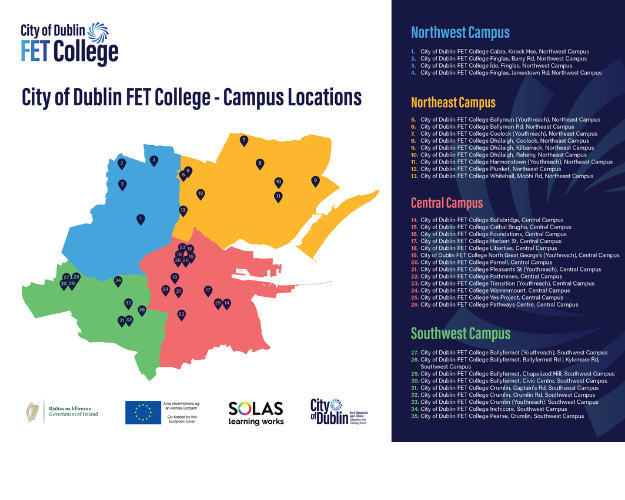 City of Dublin FET College campus locations map